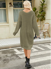 V-Neck Long Sleeve Sweater Dress OutfitFlow